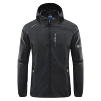 Aimik Hanes Men's Rain Jacket Waterproof Cycling Running Packable Raincoat with Hood Lightweight Windbreaker with Mesh Lining-Black XXL