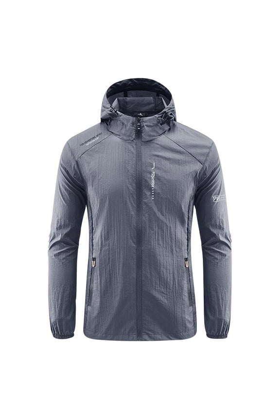 Hanes Men's Rain Jacket Waterproof Cycling Running Packable Raincoat with Hood Lightweight Windbreaker with Mesh Lining-Dark Gray L
