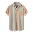 thumbnail image 1 of Aimik Men's Retro Button Down Bowling Shirts 50S Rockabilly Style Summer Tops Cuban Style Camp Shirt with Pocket-Pink L, 1 of 4
