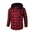 thumbnail image 1 of Aimik Hanes Men's Sherpa Flannel Jacket with Hood Plaid Zip Up Fleece Lined Hooded Shirt Jackets for Men-Red XXL, 1 of 3
