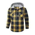 thumbnail image 1 of Aimik Hanes Men's Sherpa Flannel Jacket with Hood Plaid Zip Up Fleece Lined Hooded Shirt Jackets for Men-Yellow S, 1 of 3