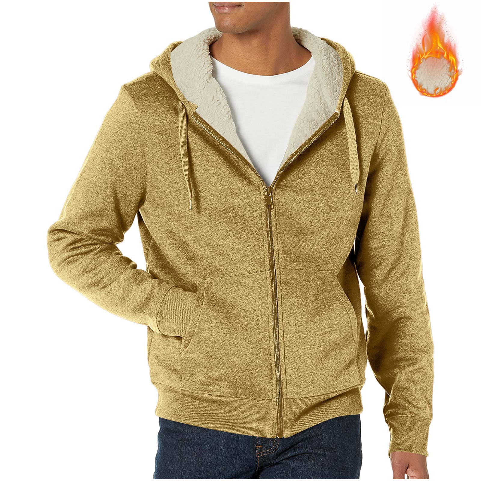 Aimik Hanes Men's Sherpa Lined Hoodie Full Zip Up Heavyweight