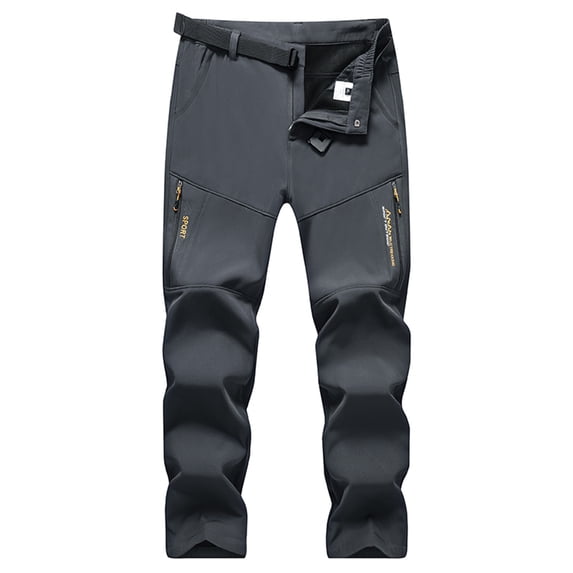 Aimik Hanes Men's Ski Snow Pants Waterproof Fleece Lined Insulated Softshell Snowboard Hiking Outdoor Zippers Bottom Leg-Dark Gray L