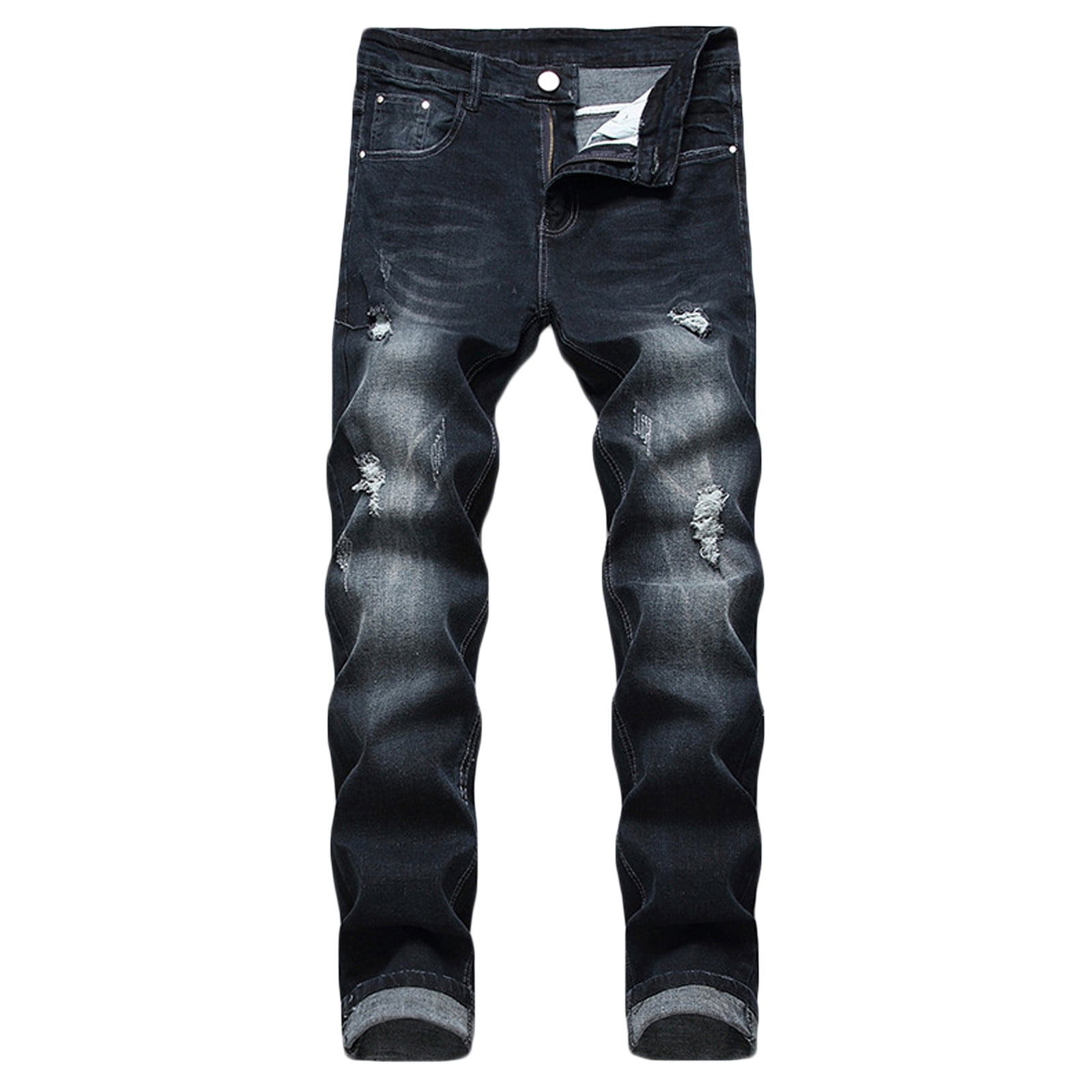 Aimik Hanes Men's Slim Fit Stretch Jeans Distressed Straight Leg Denim ...