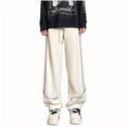thumbnail image 1 of Aimik Hanes Men's Sweatpants Open Bottom Stripe Wide Leg Baggy Lounge Drawstringsweatpants with Pockets Plus Size-Beige M, 1 of 1