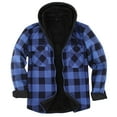 thumbnail image 1 of Aimik Hanes Men's Thick Fleece Plaid Jacket Flannel Shirts Sherpa Lined Full Zip up Hoodie Winter Coat with Pockets-Blue L, 1 of 3