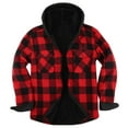 thumbnail image 1 of Aimik Men's Thick Fleece Plaid Jacket Flannel Shirts Sherpa Lined Full Zip up Hoodie Winter Coat with Pockets-Red XXXL, 1 of 6