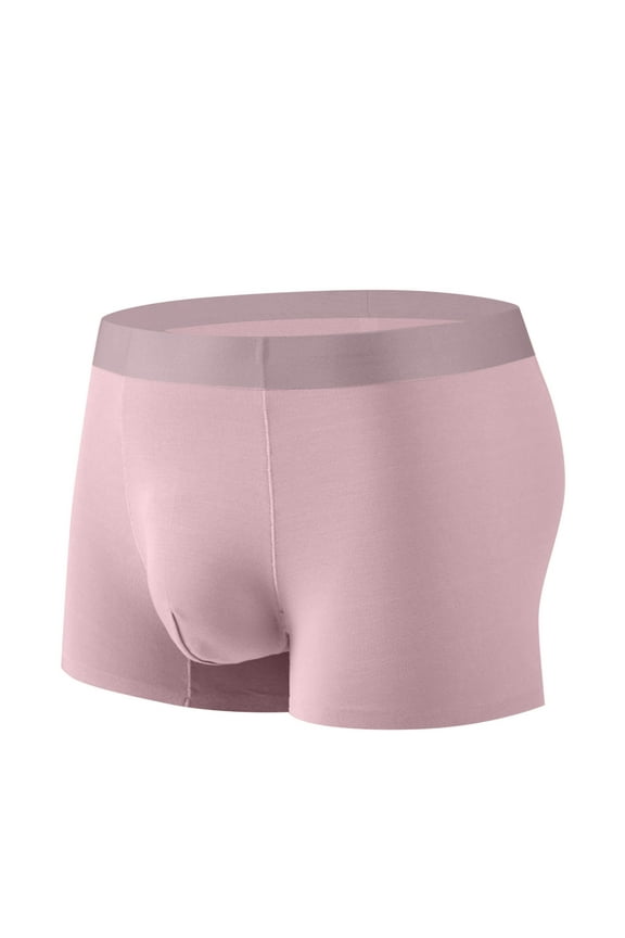 Men's Underwear, Fashion Crotch Seamless Thin Breathable Soft Comfy Stretchy Boxer Briefs Shorts, Casual Plain Color Boxer Trunks-Pink L