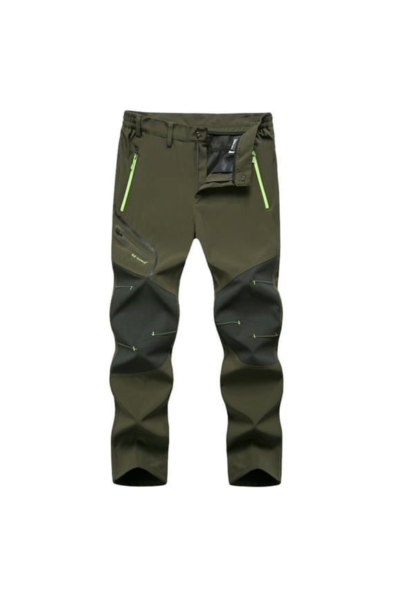 Hanes Men's Winter Waterproof Tactical Pants,Softshell Fleece Lined Snow Ski Cargo Pants,Thermal Outdoor Hiking Work Pants Green XXXL