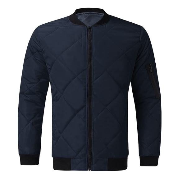 Aimik Hanes Mens Bombers Jacket Relaxed Fit Diamond Quilted Varsity Jackets Fall Winter Lightweight Padded Coat Outwear Navy L