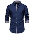 thumbnail image 1 of Aimik Hanes Mens Business Shirts Long Sleeve Button Down formal Shirt Collar Cuff Contrast Casual Dress Shirt Party Disco-Dark Blue L, 1 of 6