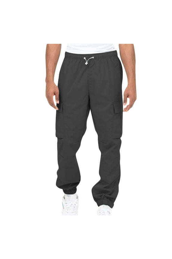 Hanes Mens Cargo Pants Big and Tall Men Flex Stretch Joggers Slim Fit Work Hiking Pants with Pockets Cargo Work Pants for Men Sports Workout Pants Cotton Linen Pants Black XXXL
