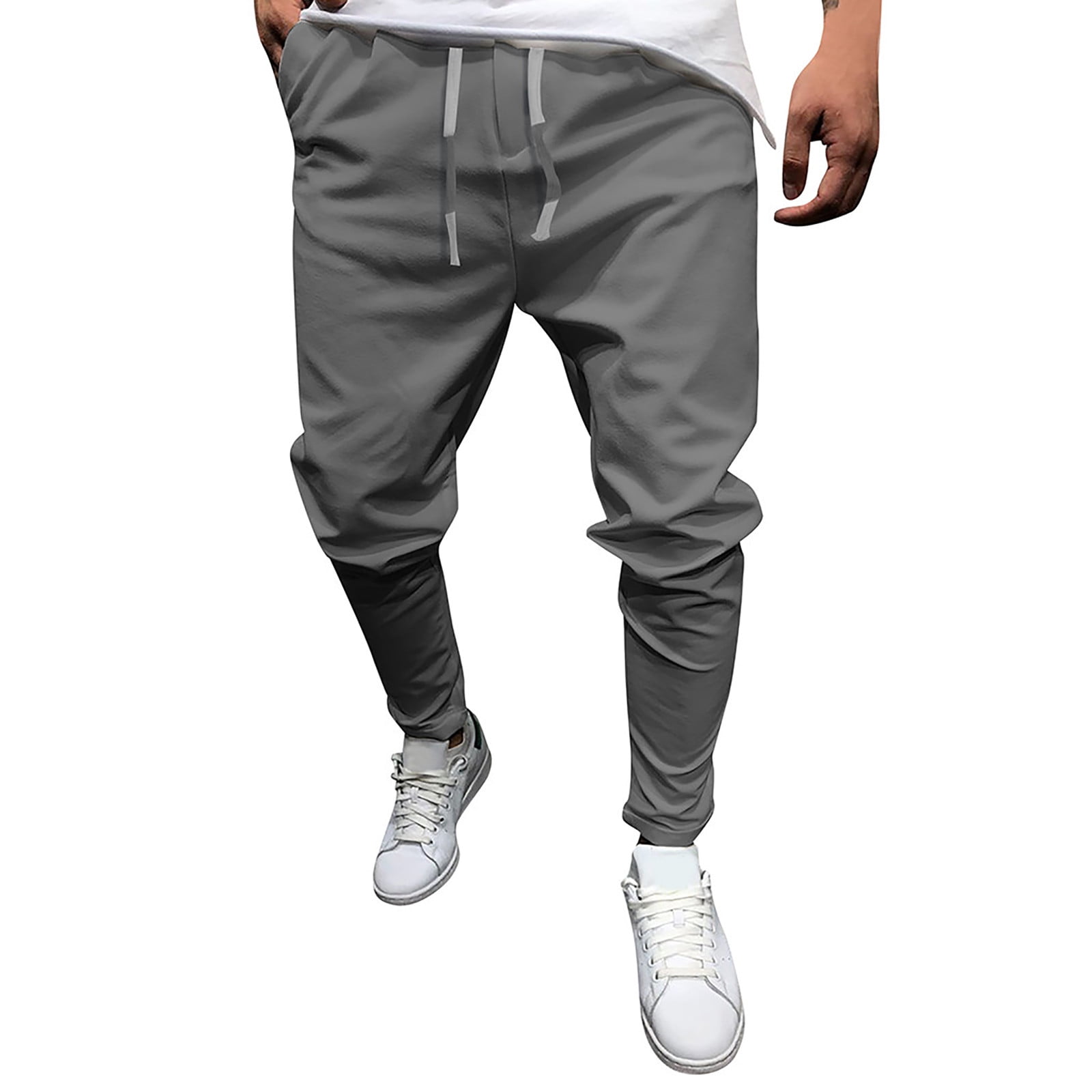 Aimik Hanes Mens Casual Joggers Pants Cotton Drawstring Chino Cargo Pants Hiking Outdoor Twill 1514