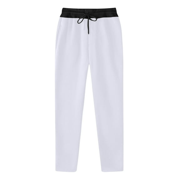 Aimik Hanes Mens Casual Pants Lightweight Elastic Waist Drawstring Tapered Pants For Men Joggers Hiking Pants-White M