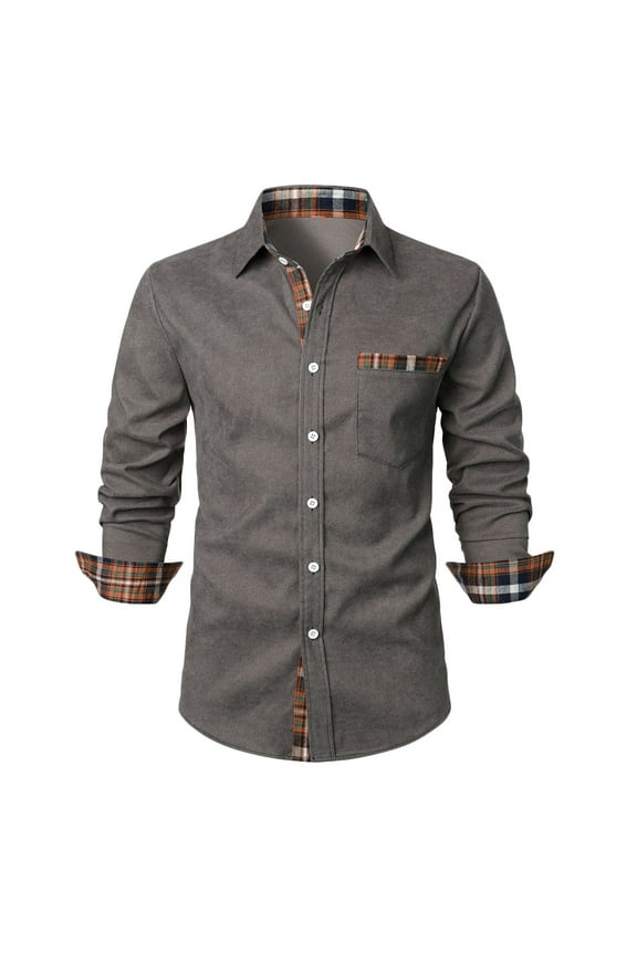 Hanes Mens Cotton Shirt Clearance Casual Button Down Western Cowboy Snap Shirts Long Sleeve Work Dress Shirts for Men with Flap Pocket Dark Gray S
