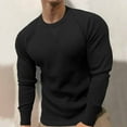 thumbnail image 1 of Aimik Hanes Mens Crewneck Pullover Sweater Waffle Textured Solid Knitted Soft Long Sleeve Sweaters with Ribbing Edge-Black M, 1 of 6