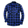 thumbnail image 1 of Aimik Hanes Mens Flannel Plaid Shirts Regual Fit Casual Long Sleeve Button Down Fleece Shirts-Blue L, 1 of 3