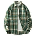 thumbnail image 1 of Aimik Mens Flannel Shacket Jacket Casual Plaid Wool Blend Button Down Long Sleeve Shirt 2025 Fall Clothes-Green L, 1 of 5