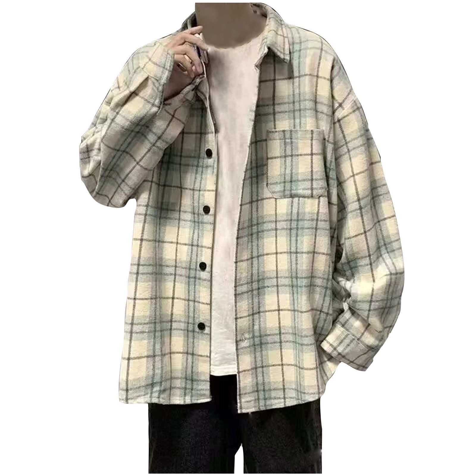 Aimik Hanes Mens Flannel Shirt,Men's Long Sleeve Plaid Flannel Casual ...