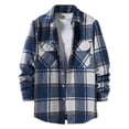 thumbnail image 1 of Aimik Hanes Mens Flannel Shirts Jackets Casual Shackets Button Down Long Sleeve Plaid Shirt Lightweight Jackets with Pockets-Blue S, 1 of 5