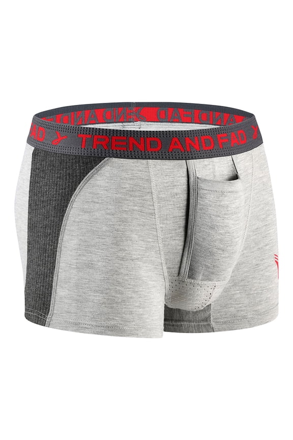 Hanes Mens Functional Boxers Briefs Separate Underwear Enhancing Pouch Trunks Short Leg Boxers-Gray L