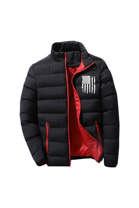 Hanes Mens Lightweight Puffer Jackets Warm Puffy Winter Down Jacket Windproof Water Repellent Quilted Coat-Black S