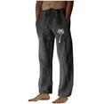 Aimik Hanes Mens Linen Pants Beach Hawaii Print Casual Summer Casual