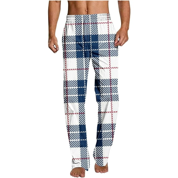 Aimik Mens Lounge Pants Comfy Pajama Pants Plaid Pajama Bottoms with Pockets Drawstring Pj Bottoms Pants Unisex Christmas Pajama Pants-White-1 S