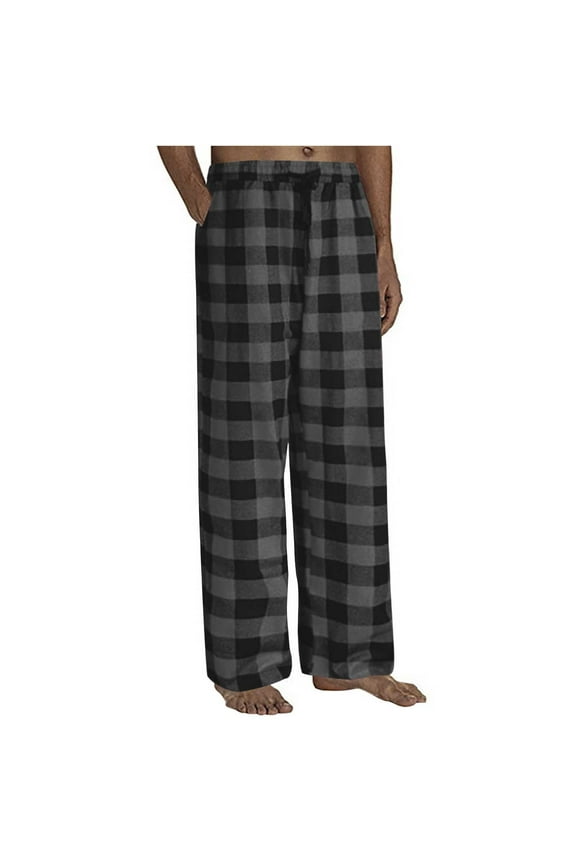 Hanes Mens Pajama Pants Big and Tall Long Sleep Pants Soft Elastic Waist Pajama Bottoms Plaid Lounge Pants Heavyweight Flannel Plaid Pajama Pants with Pockets Gray XL