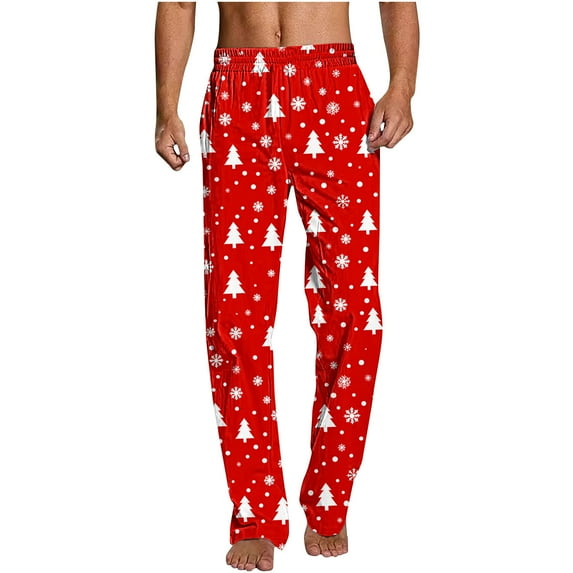 Aimik Hanes Mens Pajama Pants Red and Black Christmas Tartan Plaid Scottish Sleep Pants Pj Bottoms Lounge Pant Sweatpants-Multicolor XL