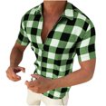 thumbnail image 1 of Aimik Mens Shirts ,Mens Short Sleeve Flannel Camp Shirts Causal Button Down Plaid Designer Shirts Slim Fit Mens Dress Shirt Green XXL, 1 of 3
