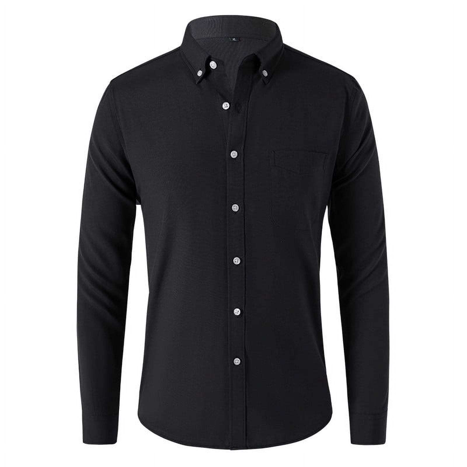 hanes dress shirts Aimik Hanes Men's Long Sleeve Dress Shirt Regular Fit Button Down Shirts with Collar Pin Inner Contrast Color Shirt Stretch Satin/Jacquard Shirt for
