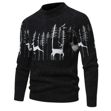 Aimik Hanes Mens Sweater Crewneck Sweaters for Men Dress Sweater Cable Knit Sweater Lightweight Mens Pullover Sweater-Black L