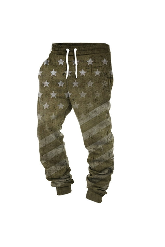 Hanes Mens Sweatpants American Flag Fleece Joggers Funny Casual Sports Track Pants for Workout Gym Running Jogging Big and Tall Men Sports Pants Cotton Linen Pants Khaki L