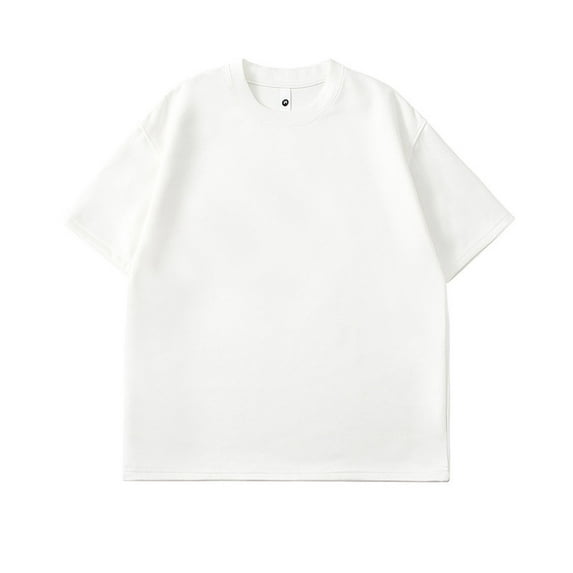 Aimik Hanes Oversized Cotton Solid T Shirts for Men Vintage Streetwear Basic Tees Baggy Hip Hop Unisex Tops Acid Wash Tshirt-White L
