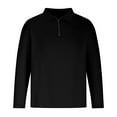 thumbnail image 1 of Aimik Hanes Slim Fit Polo Shirts for Men Basic Quarter Zip Long Sleeve Polo Shirts Breathable Collared Performance Pullover-Black XL, 1 of 4
