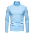 thumbnail image 1 of Aimik Hanes Slim-Fit Tops for Men Fashion Mock Turtleneck T-Shirts Long Sleeve Pullover Sweater Basic Designed Undershirt Shirts-Light Blue M, 1 of 6