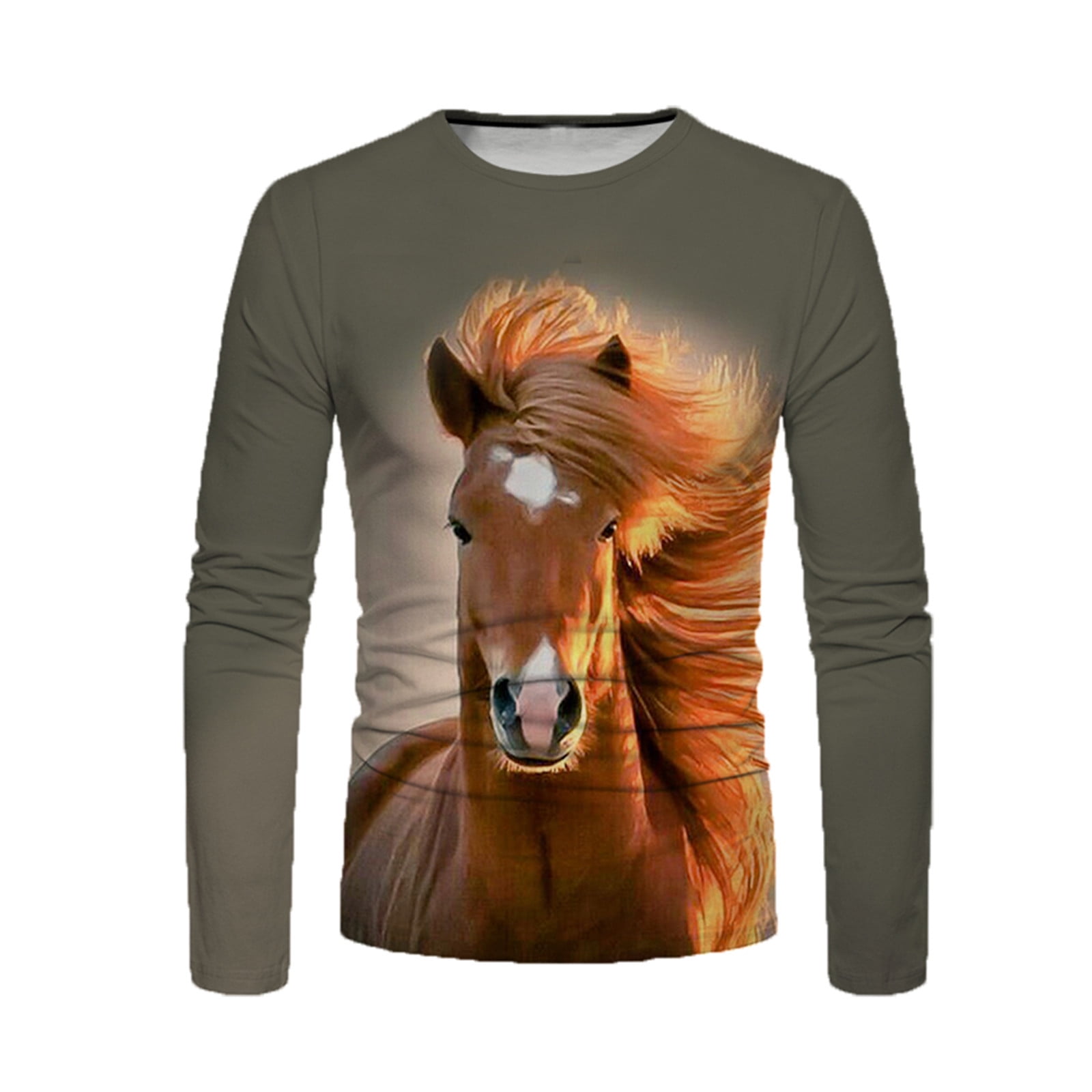 Aimik Hanes Summer Savings Clearance！Men's Horse T Shirt Summer