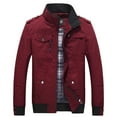thumbnail image 1 of Aimik Hanes Today Deals Prime Men's Military Jacket Casual Bomber Jacket Stand Collar Canvas Jacket Windbreaker-Red L, 1 of 5
