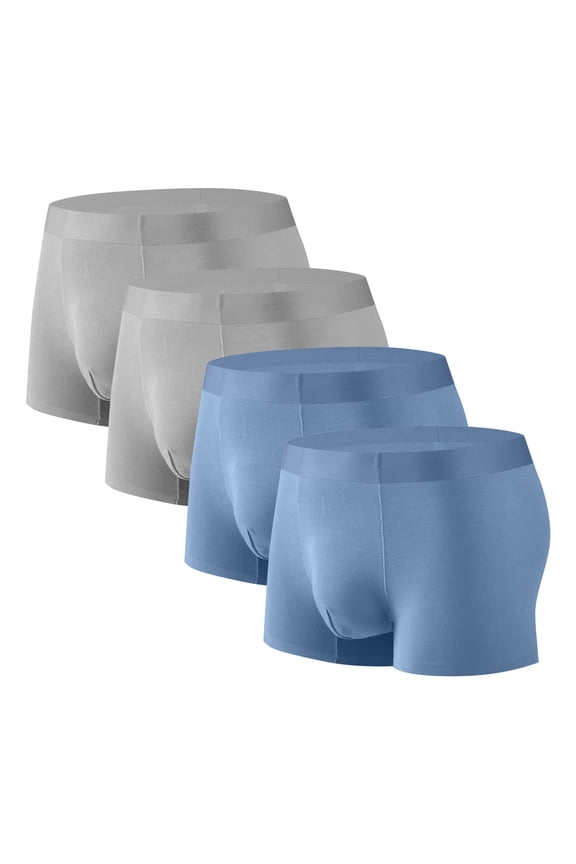 Hanes Underwear for Men 4 Pack Breathable Modal Boxer Briefs Silky Trunks-Light Blue L