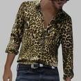 thumbnail image 1 of Aimik Hanes Up to 65% off Clearance Men's Fashion Leopard Lapel Shirts - Dressy Long Sleeve Button Down Business Casual Shirt-Brown XXL, 1 of 6