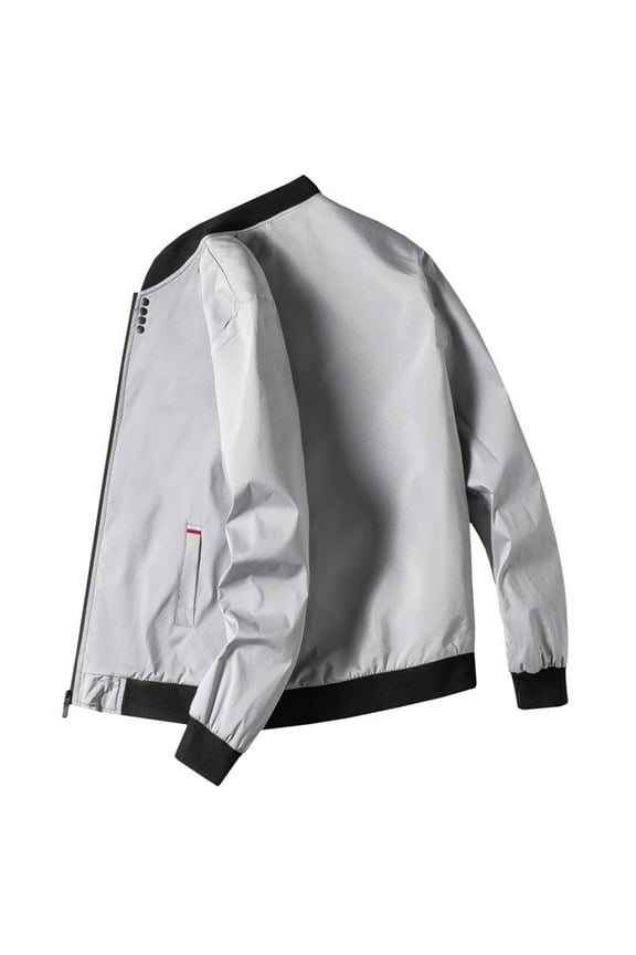 Up to 65% off Men's Lightweight Spring Fall Flight Bomber Jacket Sportwear Full Zip Windbreaker Casual Thin Coat-Gray M