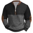 thumbnail image 1 of Aimik Whitecloths Life Clothing Men Quarter Zip Pullover Sweatshirt Winter Vintage Knit Print Zip-up Sweatshirt Tops-Black XXXL, 1 of 3