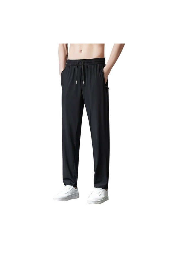 Hanes&nbsp;Men's Big and Tall Lightweight Hiking Pants Breathable Ice Sik Quick Dry Fit Waterproof Camping Fishing Running Athletic Active Jogger Pant Black XXXL