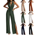thumbnail image 1 of Aimik Jumpsuits for Women Trendy Sleeveless Halter Ruched Wide Leg Jumpsuits Fall Fashion Dressy Womens One Piece Rompers for Vacation, 1 of 6
