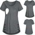 thumbnail image 1 of Aimik Maternity Crew Neck Layered Breast-Feeding Tops Pregnant Short Sleeves Shirts Woman Solid Breastfeeding Clothes Nursing Tunic Blouse, 1 of 8