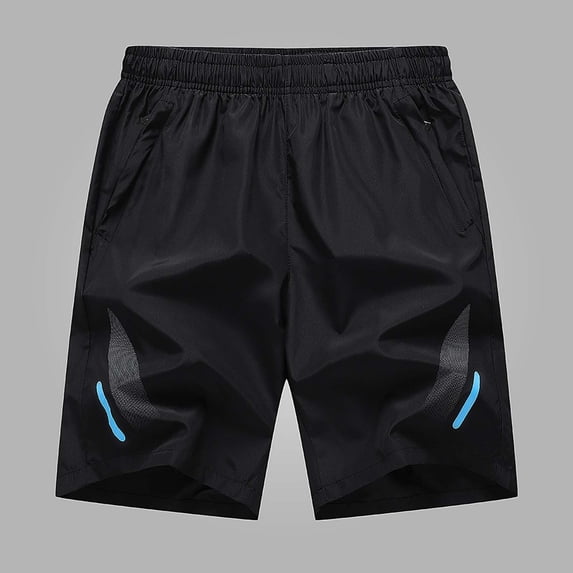 Aimik Men's Active Sport Shorts Side Zippered Pockets Contrast Stripe Quick-Dry Summer Shorts for Running Gym Training Athletics