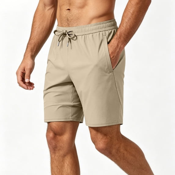 Aimik Men's Athletic Drawstring Shorts Side Zipper Pockets Stretch Fabric Summer Sports Shorts for Gym Workout