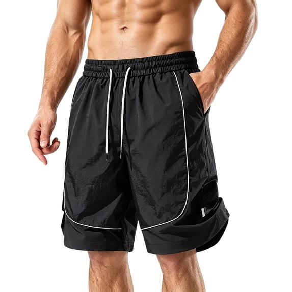 Aimik Men's Basketball Training Shorts Contrast Piping Detail Moisture-Wicking Summer Sports Shorts for Basketball Gym Workout
