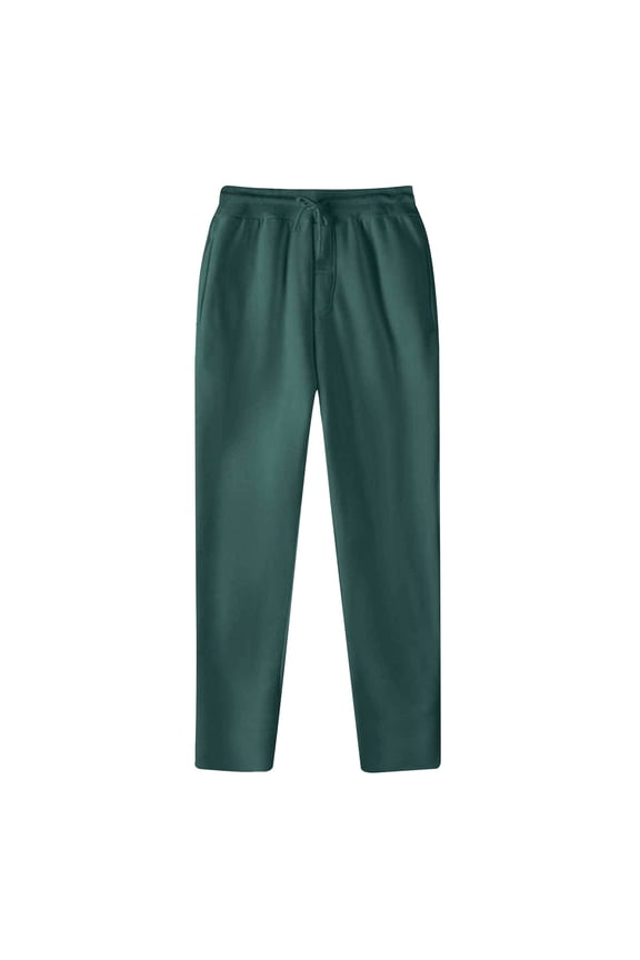 Men's Casual Sweatpants Elastic Waist Drawstring Lounge Pants Comfy Breath Straight Leg Trousers with Pockets -Army Green M